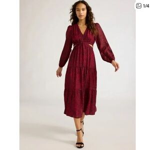 Sofia Vergara Women's V-Neck Cutout Long Sleeve Maxi Dress NWT